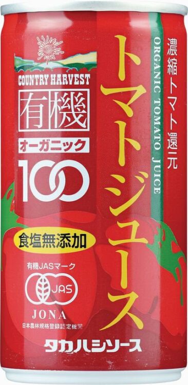 タカハシソース カントリーハーヴェスト 有機トマトジュース 食塩無添加 （濃縮トマト還元） 190g缶