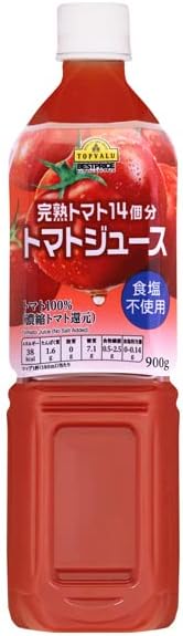 トップバリュ 完熟トマト14個分トマトジュース食塩不使用 900g ペットボトル