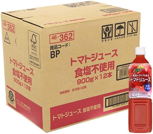 トップバリュ 完熟トマト14個分トマトジュース食塩不使用 900g ペットボトル