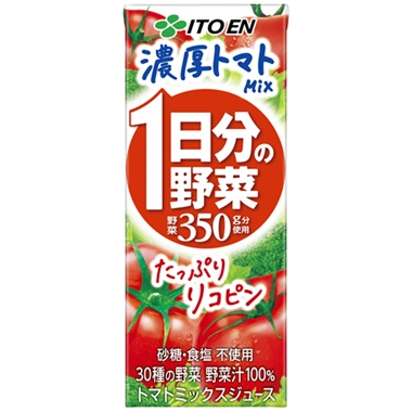 伊藤園 1日分の野菜 濃厚トマトMIX 4個分のリコピン 砂糖・食塩不使用 トマトミックスジュース 200ml 紙パック