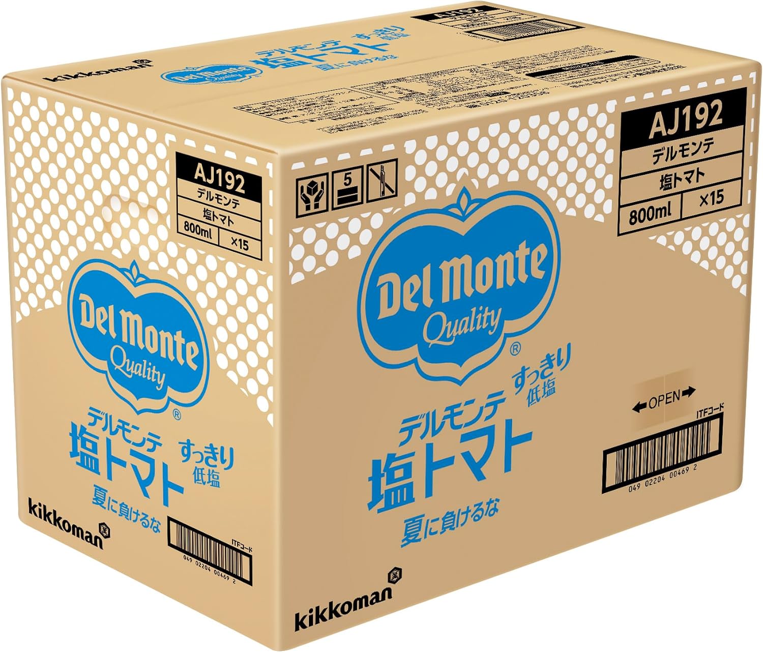 kikkoman デルモンテ 塩トマト すっきり低塩 トマト100% 800ml ペットボトル